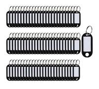 Key Tags 100 Pieces Keyring Tags Key Labels Plastic Key Fobs Id Tags Key Rings Name Tags Luggage Id Labels with Labels Split Ring Keyring (Black)