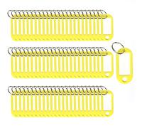 Key Tags 100 Pieces Keyring Tags Key Labels Plastic Key Fobs Id Tags Key Rings Name Tags Luggage Id Labels with Labels Split Ring Keyring (Yellow)