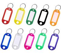 Key Tags, Pack of 10 Key Tags with Labels Key Fobs Id Plastic Key Tags Key Labels with Split Rings for Luggage Pet Name Memory Stick Tags-10 Colors