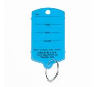 Key tags - Vehicle plastic key tags (200) with metal split rings - 11 colours (Blue)