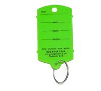 Key tags - Vehicle plastic key tags (200) with metal split rings - 11 colours (Green)