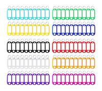 Key Tags with Labels 100PCS Key Fobs with Labels Key Rings with Tags Multi Coloured Easy to Read,for Luggage, Pets and Office Multipurpose