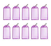 Key Tags with Labels and Key Rings, 10 PCS Plastic Key Fobs for Distinguishing Keys, USB, ID Tags, Luggage Name Tags (Translucent Purple)