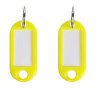 Key Tags with Labels Yellow Key Fobs with Split Rings Key Chain Tags with Blank Paper ID Labels Writable Paper Card Stick Tags for Luggage Pet Id Name Office Key Pack of 25.