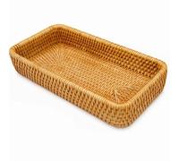 Key Tray, Rattan Tray for Entryway Organization, Vanity Tray for Cosmetics, Wicker for Living Room Storage, Shallow Wicker Basket for Bedside Jewelry Display