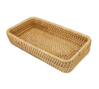 Key Tray, Wicker Tray - 21x11cm Handwoven Rattan Storage Basket with Natural Materials, Shallow Decorative Tray for Home Organization and Vanity Display