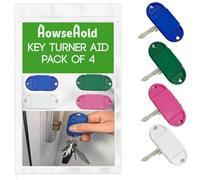 Key Turner Aid for Arthritis Pack of 4 Easy Grip Key Handles for Elderly, Disabled, Weak Hands, MS, Parkinson’s Ergonomic Handle Helps Turn Keys with Ease (4 Colours)