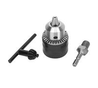 Key Type Drill Chuck 1/2 20UNF Heavy Duty Steel Construction 1.5 13mm Clamping Range with 1/4 Hex Shank Adapter for Power Drills and Grinders