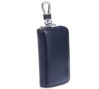 Key Wallets for Men and Women Aileder Cowhide Leather Key Case Holder Car Key Pouch with 6 Key Hooks Money Pocket Card Slots Car Key Ring (Navy Blue)
