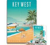 Key West Cityscape Jigsaw Puzzles for Adults 1000 Piece,Challenging To Complete But Fun And Humorous Unique Home Decor And Gifts 50x75cm