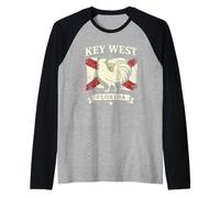 Key West Florida Flag Design Florida Keys Rooster Souvenir Raglan Baseball Tee