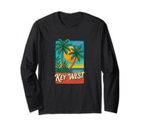 Key West Florida Retro Sunset Palm Island Vacation Long Sleeve T-Shirt