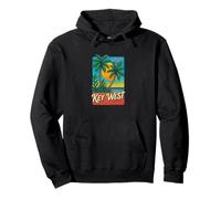 Key West Florida Retro Sunset Palm Island Vacation Pullover Hoodie