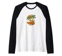 Key West Florida Retro Sunset Palm Island Vacation Raglan Baseball Tee