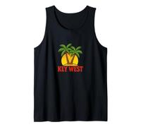 Key West Florida Retro Sunset Palm Island Vacation Tank Top