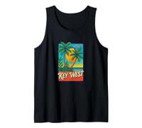 Key West Florida Retro Sunset Palm Island Vacation Tank Top