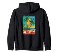 Key West Florida Retro Sunset Palm Island Vacation Zip Hoodie