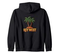 Key West Florida Retro Sunset Palm Island Vacation Zip Hoodie