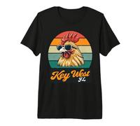 Key West Florida Rooster Chicken with Glasses Sunset FL Premium T-Shirt