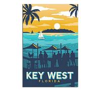 Key West Florida Skyline Vintage Travel Poster Canvas Art Wall Decor Poster Picture Print Painting Posters Gift 12x18inchs(30x45cm)