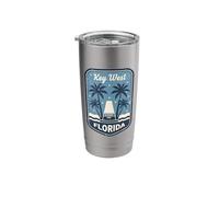 Key West Florida Southermost Point Palm Trees Beach Vacation Stainless Steel Insulated Tumbler
