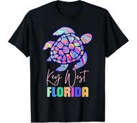 Key West Florida Tie Dye Turtle Sea Family Vacation Matching Cotton Men T Shirt Black