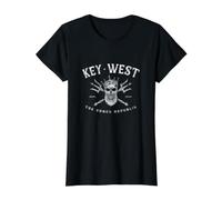 Key West Florida Vintage Poseidon Conch Republic Value Graphic T-Shirt, Women, Black, S
