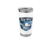 Key West Florida Vintage Sailing Palm Tree Beach Sunset Stainless Steel Insulated Tumbler
