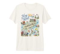 Key West KW Map Florida FL USA, Icons Premium T-Shirt
