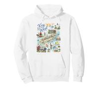 Key West KW Map Florida FL USA, Icons Pullover Hoodie