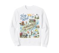 Key West KW Map Florida FL USA, Icons Sweatshirt