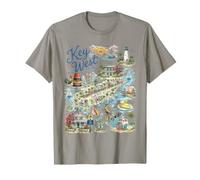 Key West KW Map Florida FL USA, Icons T-Shirt