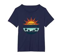 Key West Latitude Adjustment Tropical Paradise Getaway T-Shirt, Women's Plus, Navy, 3X
