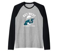 Key West Manatee The Conch Republic Florida Sunset Raglan Baseball Tee