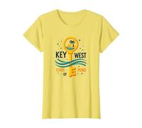 Key West State of Mind Tropical Paradise Beach T-Shirt, Women, Lemon, S