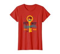 Key West State of Mind Tropical Paradise Beach T-Shirt, Women, Red, 3XL