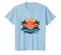 Key West Sunset Capital Tropical Paradise Beach Lovers T-Shirt, Kids, Baby Blue, 3 Years