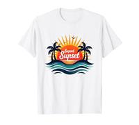Key West Sunset Capital Tropical Paradise Beach Lovers T-Shirt, Men, White, L