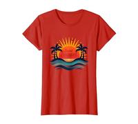 Key West Sunset Capital Tropical Paradise Beach Lovers T-Shirt, Women, Red, 3XL
