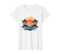 Key West Sunset Capital Tropical Paradise Beach Lovers T-Shirt, Women, White, L