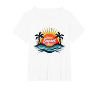 Key West Sunset Capital Tropical Paradise Beach Lovers T-Shirt, Women's Plus, White, 4X