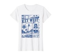 Key West Sunset Vibes Tropical Beach Lover Value Graphic T-Shirt, Women, White, M