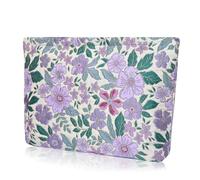 KeYaMee Make Up Bag Cosmetic Bags for Travel Women Floral Organizer Pouch Toiletry Bags with Zipper Large Capacity Gift for Girls Mom, 25purple, 9.8(L)*2(W)*7(H)in, Cosmetic Bag