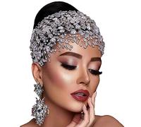 KeyApprise Elegant Rhinestone Wedding Headband for Bride - Sparkling Bridal Headpiece Tiara, Handmade Crystal Hair Accessories for Women, Christmas Headwear & Gift for Wife (12.6x5.5 Inches)