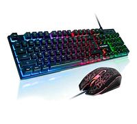 Keyboard and Mouse Combo，FLAGPOWER Gaming Ergonomic Computer Keyboard&Mouse LED RBG Backlit Mechanical Feeling Wired for PC Mac PS4 Xbox