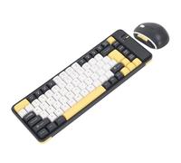 Keyboard and Mouse Combo, Wireless Computer Keyboard, 84 Keys QWERTY Layout, USB Receiver BT Keyboard Mouse Set with Auto Sleep Mode for Office Travel (Yellow)