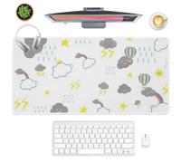 Keyboard And Mouse Mat Cloud Rainbow Large Long Mousepad Large Non-Slip For Office And Home Desk Cover Protector Decor Mouse Mats For Desk Keyboard Computer Gaming Accessories (80 X 40 Cm)