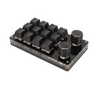 Keyboard, Blue Switch, DIY Programmable Acrylic One-Handed Keyboard, 12 Keys with 2 Buttons for PC (Black)