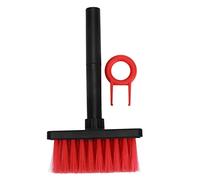 Keyboard Brush, Separate Dual Head Design, 5 in 1 Multifunction 3 Row Design Plastic Cleaning Brush Pen for Headphones (Black Red)