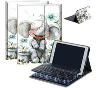 Keyboard Case for Amazon Fire Max 11 (13th Generation, 2023 Release), Detachable Wireless Bluetooth Keyboard and Auto Sleep/Wake Fire Max 11 Tablet Case with Keyboard, Happy Elephant